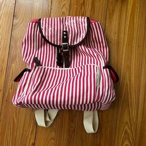 Backpack Pink and White Striped with Sequins